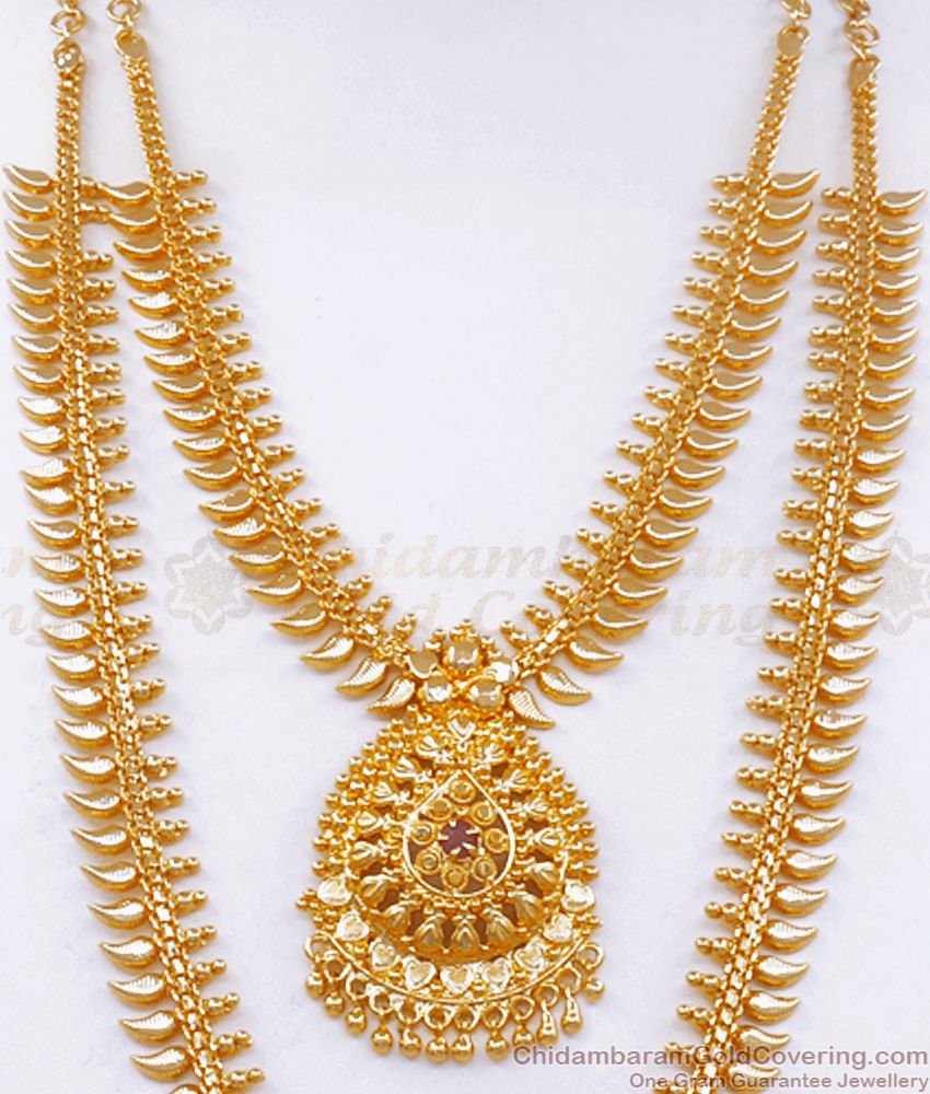 Stunning Gold Plated Bridal Haram Necklace Combo Set Shop Online HR2503