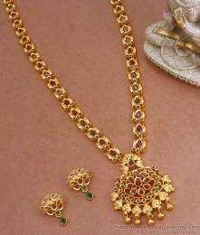 Beautiful Bridal Gold Haram Earring Combo Multi Kemp Stone Design HR2505