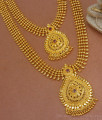 One Gram Gold 3 Line Haram Necklace Combo Ruby Stone Set HR2517