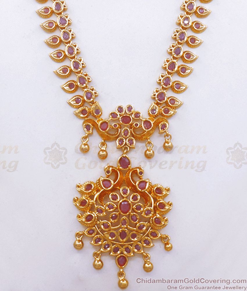 Grand Bridal Collections 1 Gram Gold Haram Earring Set Kemp Jewelry Leaf Pattern HR2519 Grand Bridal Collections 1 Gram Gold Haram Earring Set Kemp Jewelry Leaf Pattern HR2519