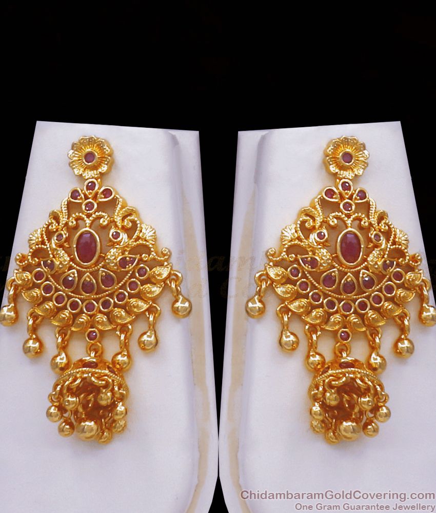 Grand Bridal Collections 1 Gram Gold Haram Earring Set Kemp Jewelry Leaf Pattern HR2519