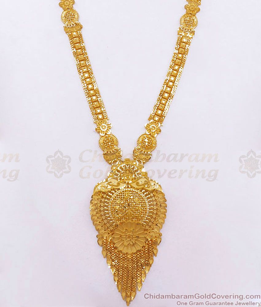 30 Inch Long Two Gram Gold Haram Earring Combo Bridal Wear HR2523