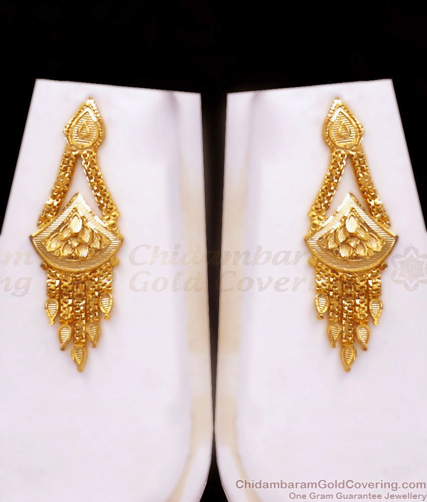 Premium Quality Calcutta Pattern 2 Gram Gold Haram Earring Combo HR2527