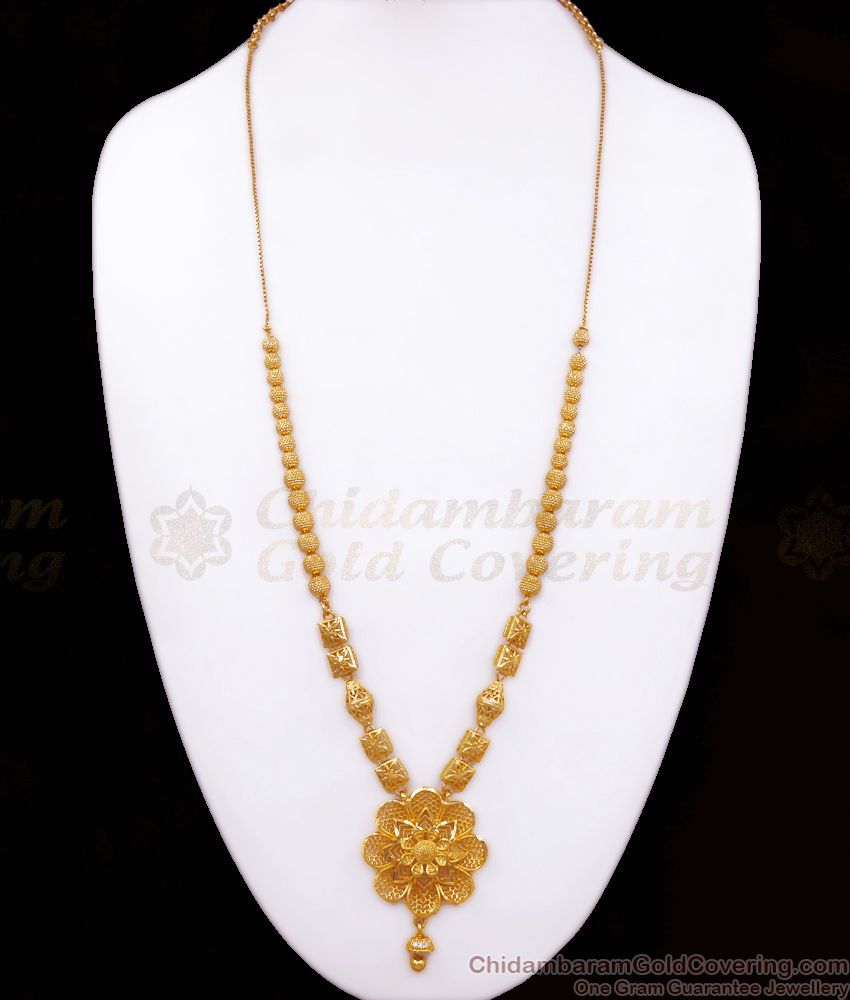 1 Gram Gold Beaded Haram Floral Design Party Wear HR2543