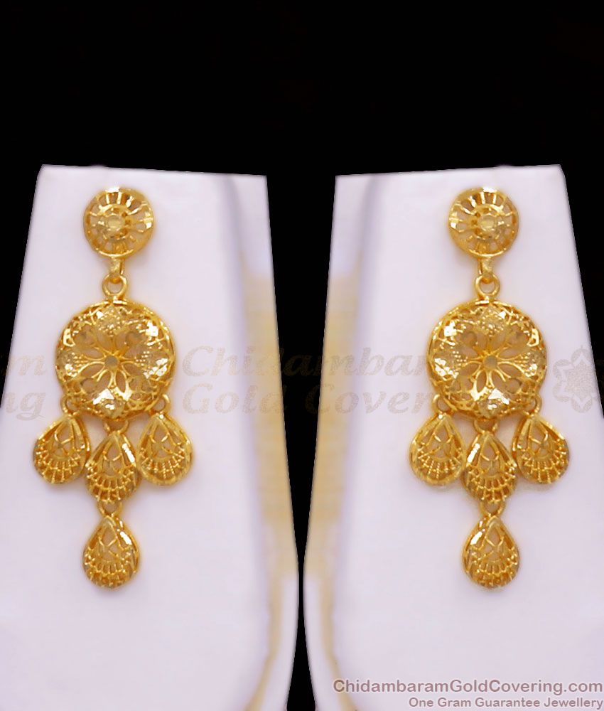 Arabic Bridal 2 Gram Gold Haram Earring Forming Combo Set HR2556