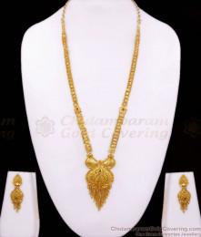 Two Gram Gold Long Haram Calcutta Pattern Earring Combo HR2559 Two Gram Gold Long Haram Calcutta Pattern Earring Combo HR2559