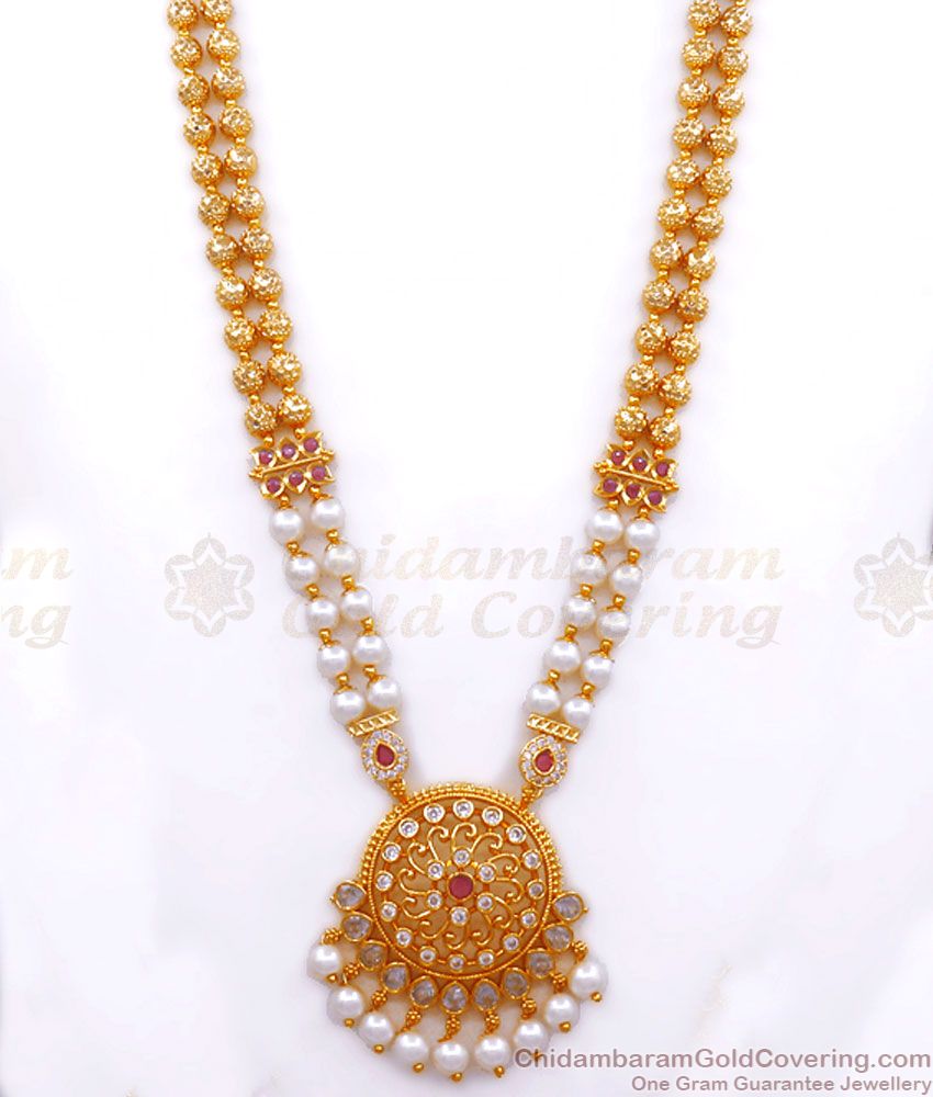 Unique Pearl Haram Design With Polki Stone Bridal Collections HR2567