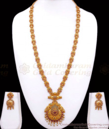 New Arrival Gold Plated Long Haram With Ruby And Emerald HR2570 New Arrival Gold Plated Long Haram With Ruby And Emerald HR2570