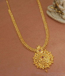 Ruby Stone Gold Beaded Long Haram 1 Gram Jewelry HR2576