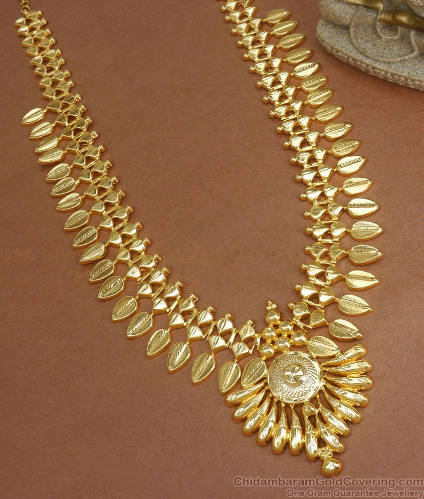 Grand Gold Plated Haram Mullaipoo Kerala Bridal Gold Collections HR2578