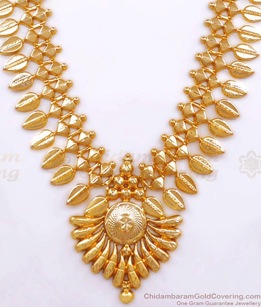 Grand Gold Plated Haram Mullaipoo Kerala Bridal Gold Collections HR2578
