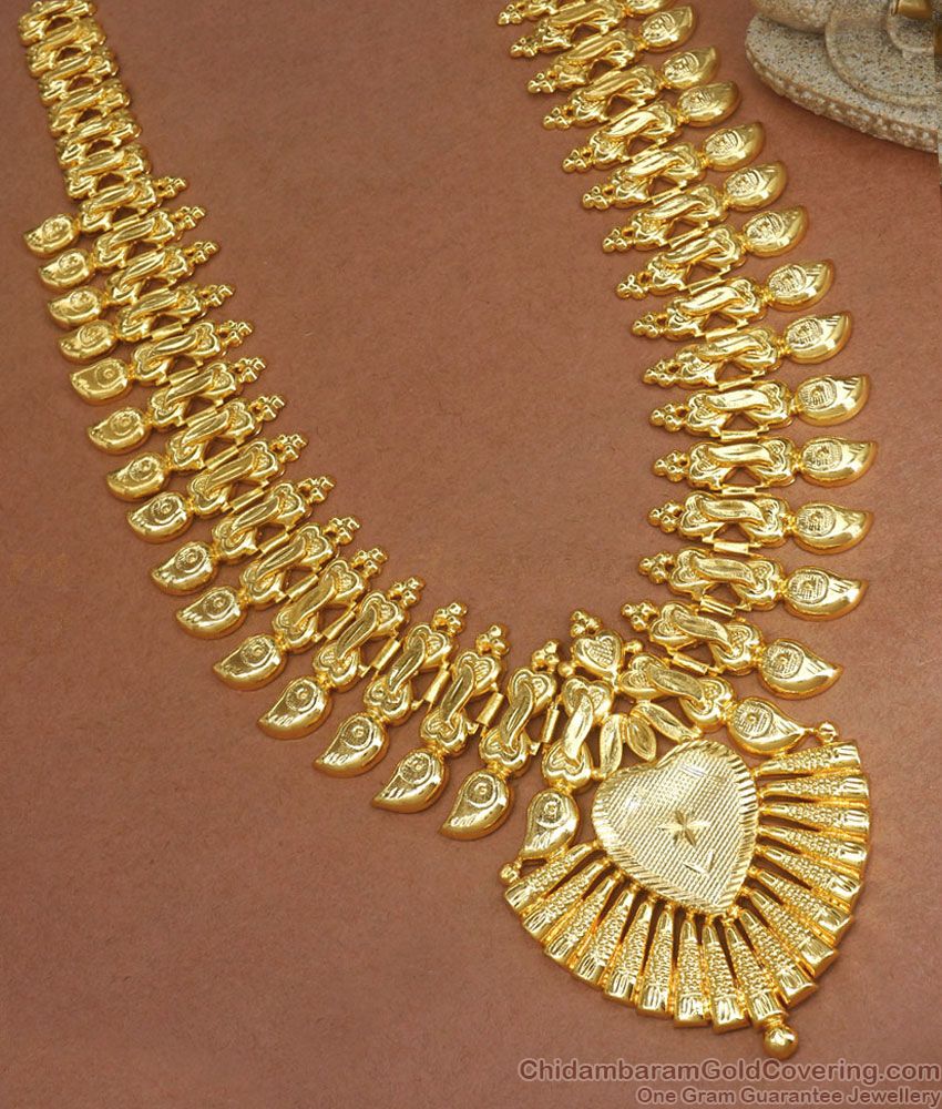 30 Inch Long and Broad 1 Gram Gold Kerala Haram Heart Pattern Shop Online HR2583