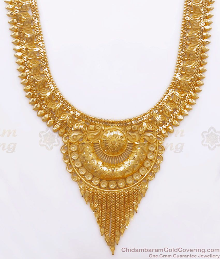 Premium Quality Forming Gold Long Haram Necklace Combo Shop Online HR2588
