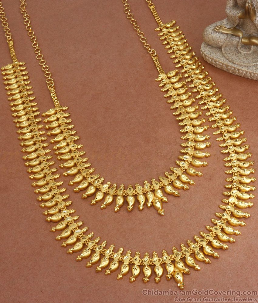 Kerala Mulliapoo Design 2 Gram Gold Haram Necklace Combo Collections HR2589