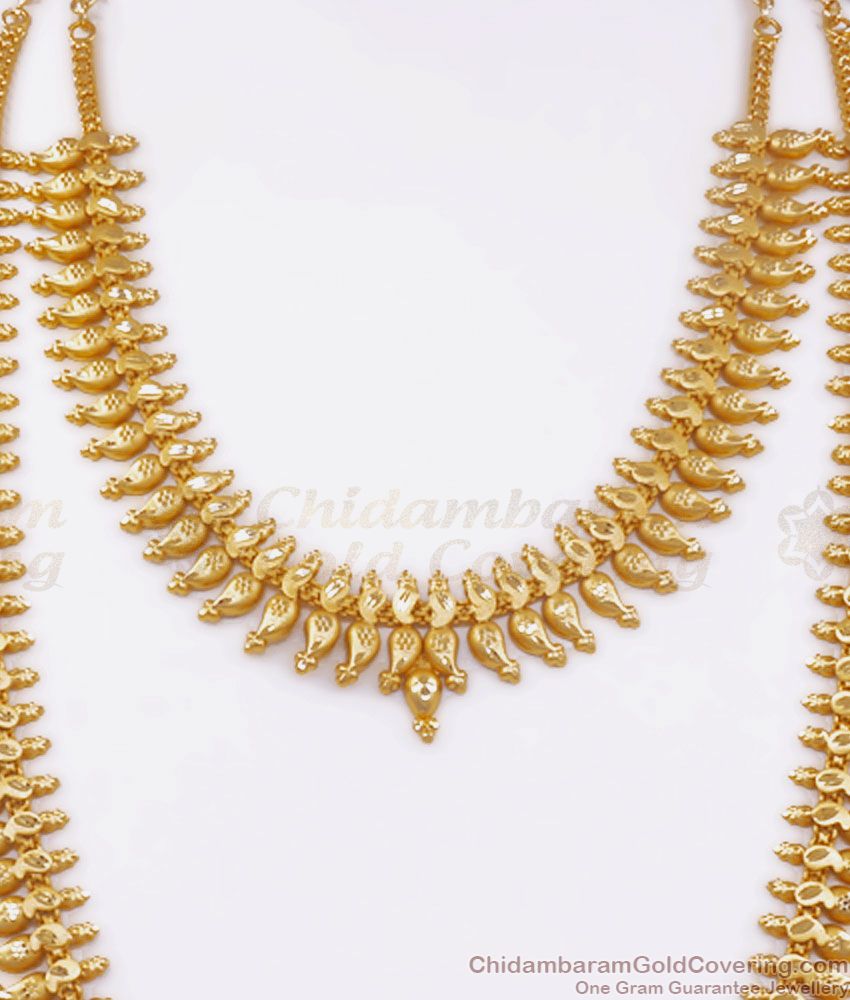 Kerala Mulliapoo Design 2 Gram Gold Haram Necklace Combo Collections HR2589