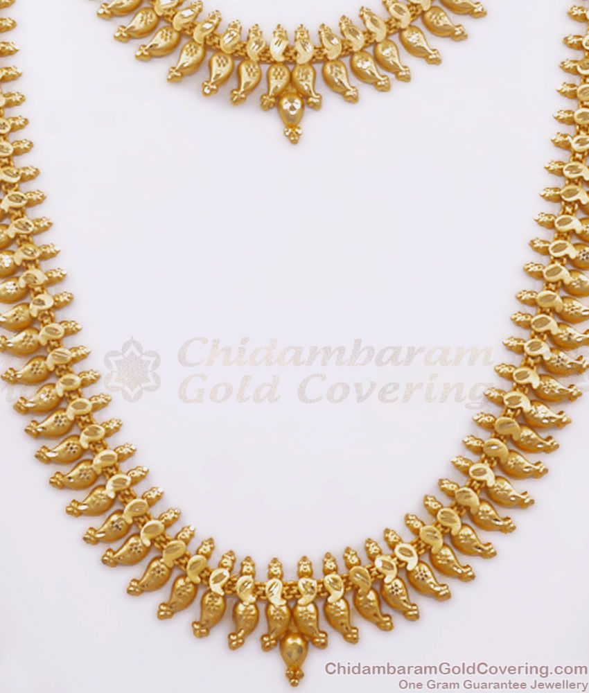 Kerala Mulliapoo Design 2 Gram Gold Haram Necklace Combo Collections HR2589