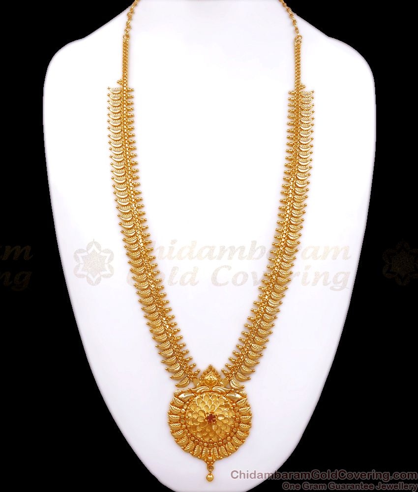 One Gram Gold Long Haram Floral Ruby Stone Design Shop Online HR2596