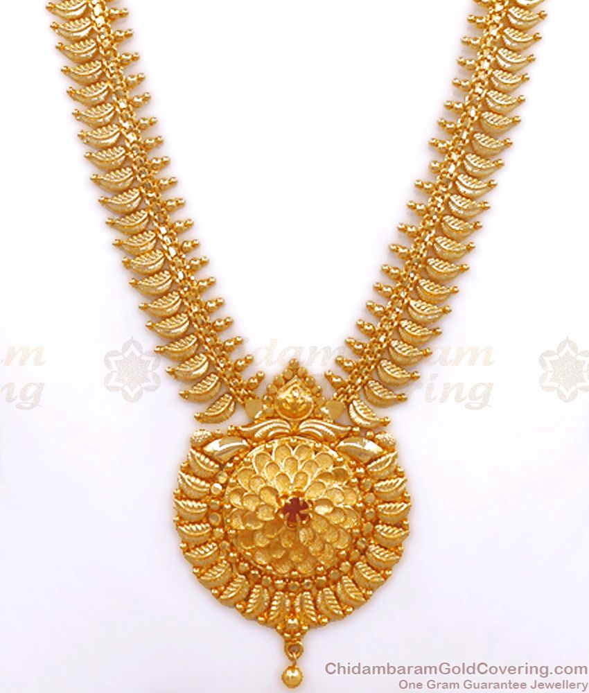 One Gram Gold Long Haram Floral Ruby Stone Design Shop Online HR2596