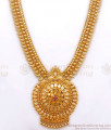Long 1 Gram Gold Haaram Ruby Stone Design Womens Bridal Collections HR2597