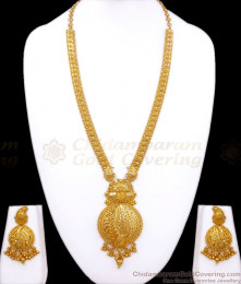 Grand Calcutta Design 2 Gram Gold Long Haram Earring Bridal Combo Set Shop Online HR2602 Grand Calcutta Design 2 Gram Gold Long Haram Earring Bridal Combo Set Shop Online HR2602