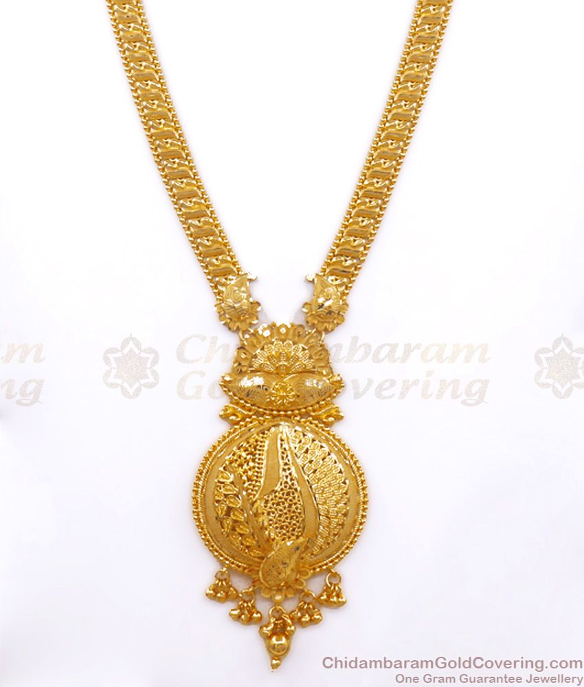 Grand Calcutta Design 2 Gram Gold Long Haram Earring Bridal Combo Set Shop Online HR2602