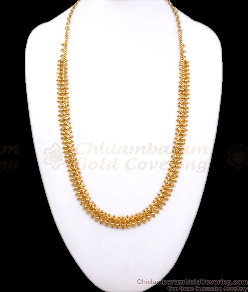 Kerala Pattern Mullai Long Gold Plated Haram Collections Shop Online HR2606