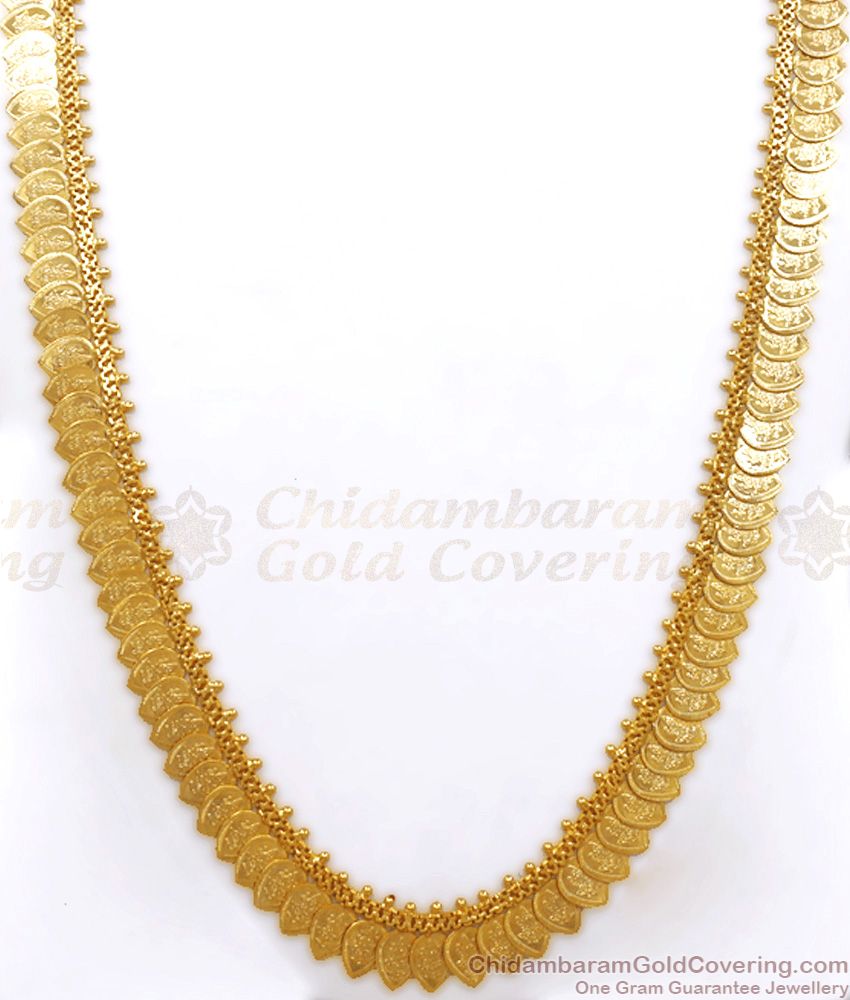 30 Inches Long Lakshmi Coin Leaf Gold Haram Designs Shop Online HR2609