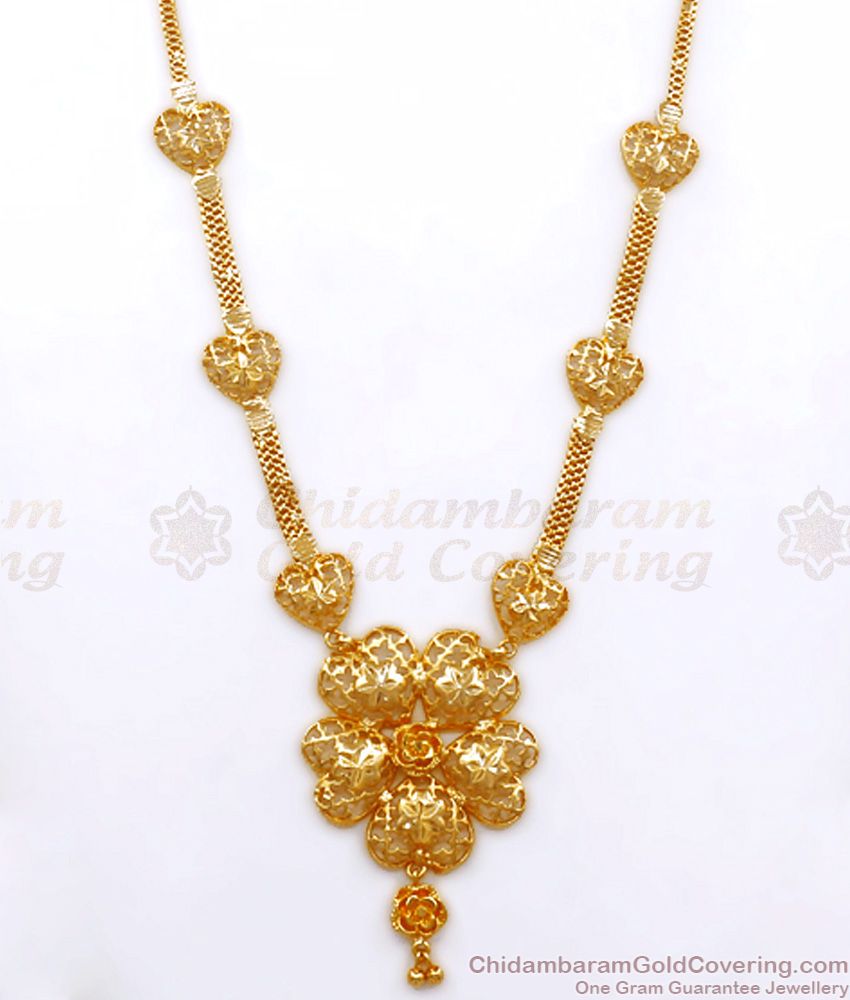 Stylish Bridal Wear Light Weight Gold Secondary Haram Floral Design Shop Online HR2610