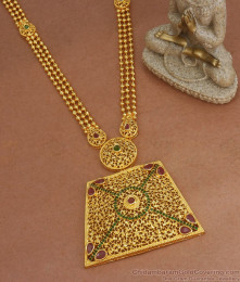 Tawa Jewelry Designs One Gram Gold Long Haram Stone Pattern Bridal Collections HR2622