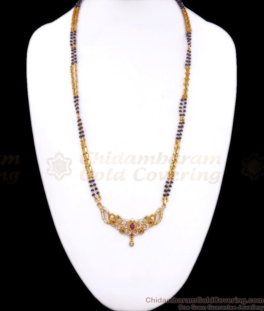 Two Line Gold Imitation Mangalsutra Dollar Wheat Chain Designs HR2636