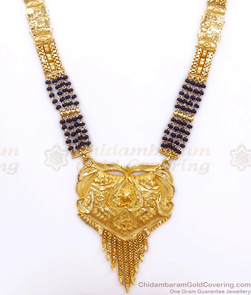 Real 2 Gram Gold Mangalsutra Haram 4 Line Bridal Collections For Womens HR2642