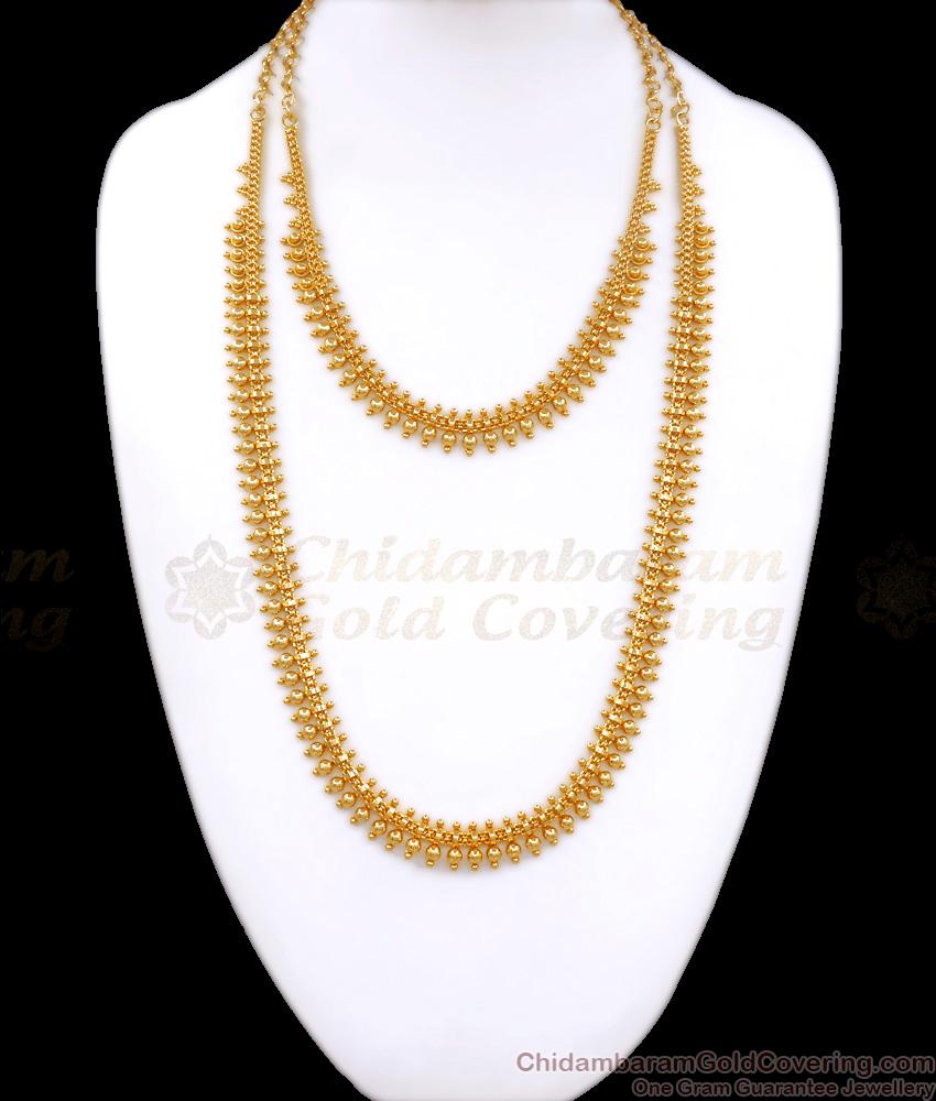 Traditional Gold Beads Design One Gram Kerala Haram Necklace Combo Shop Online HR2645