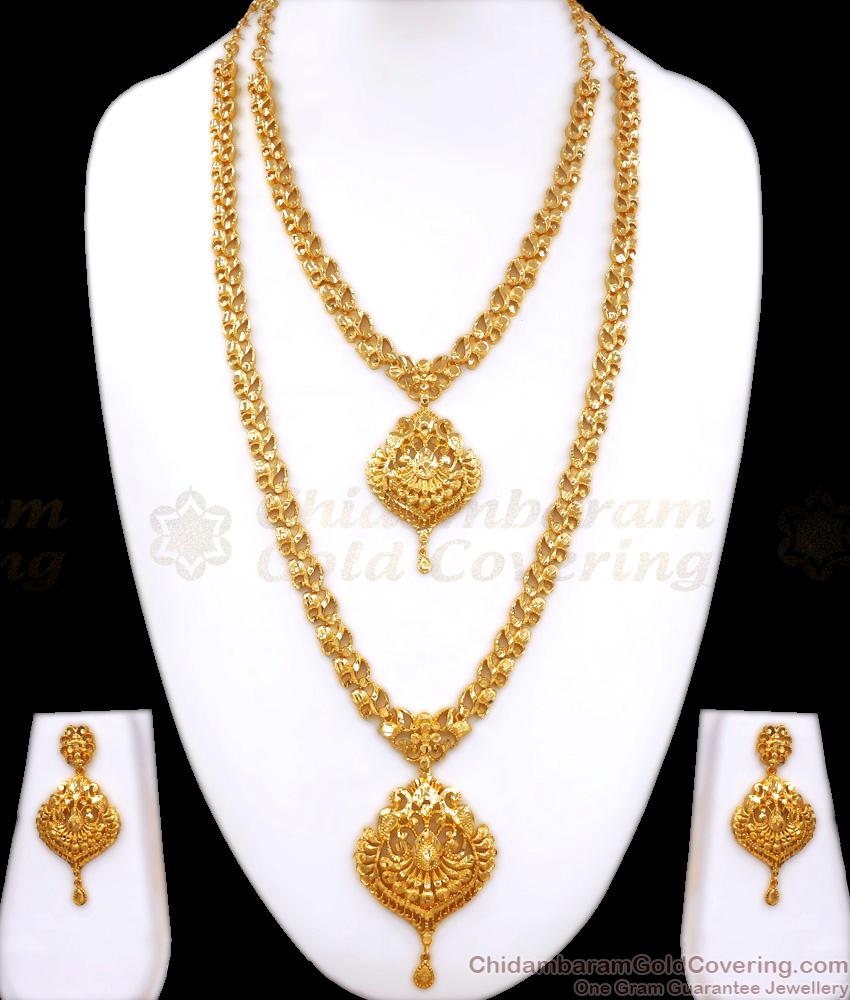 Grand One Gram Gold Haram Earring Combo Calcutta Pattern Shop Online HR2650