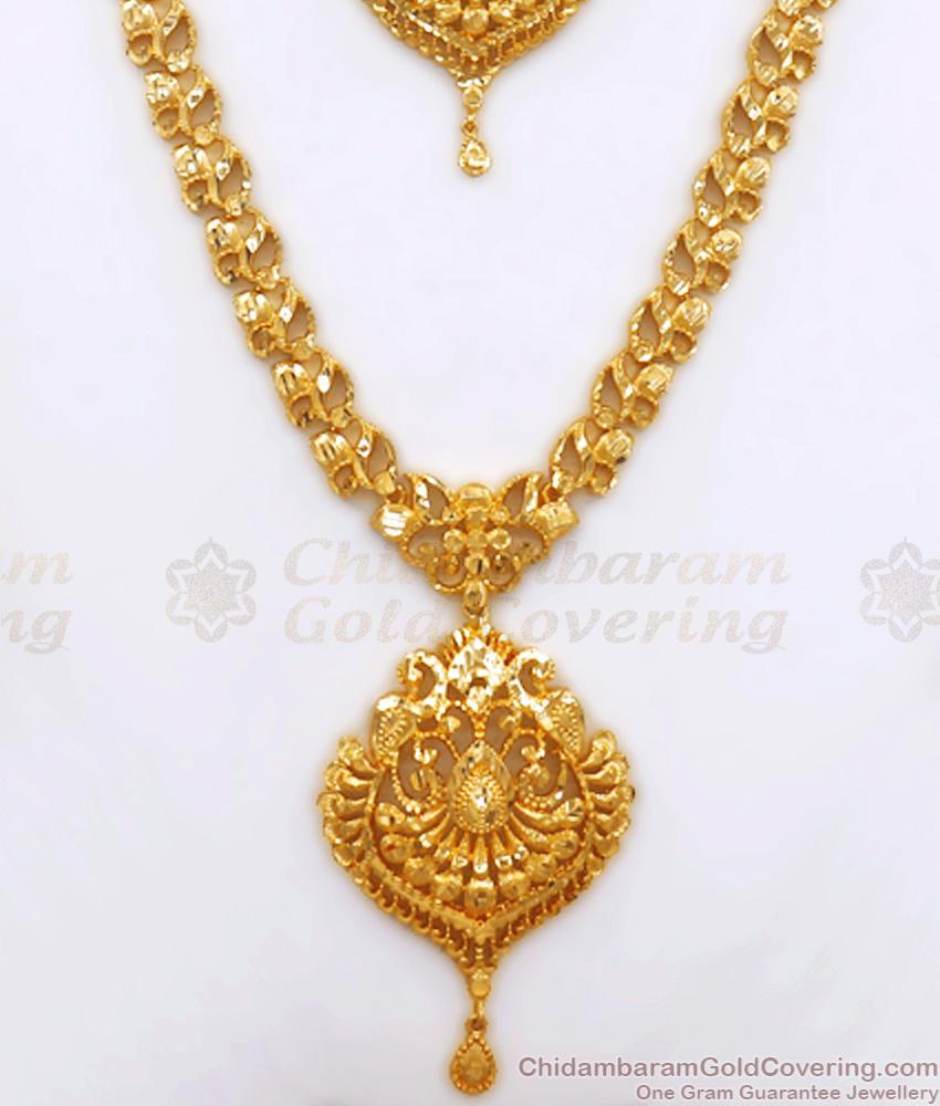 Grand One Gram Gold Haram Earring Combo Calcutta Pattern Shop Online HR2650