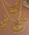 Beautiful Full Bridal Set Gold Haram Nethichutti Combo Set With Earrings HR2651