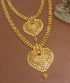 Heart Design Gold Covering Haram Necklace Combo Ruby Stone Pattern HR2659