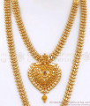 Heart Design Gold Covering Haram Necklace Combo Ruby Stone Pattern HR2659