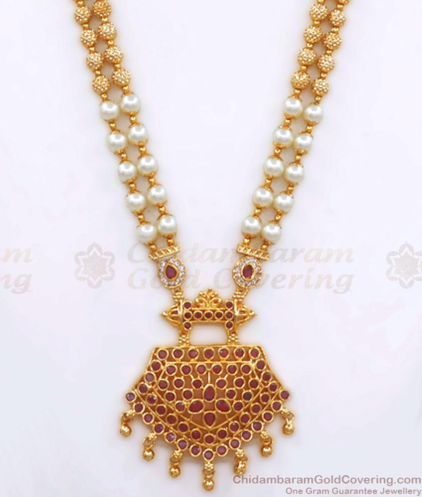 Stylish Pearls Gold Imitation Haram Kemp Jewelry Collections HR2660