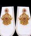 Attractive Peacock Design Gold Haaram Ruby White Stone Earring Combo HR2661