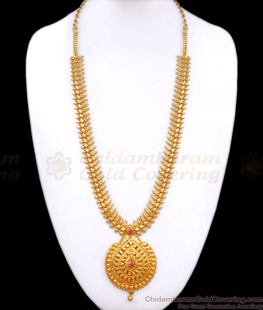 High Quality One Gram Gold Haram Ruby Stone Designs Shop Online HR2662