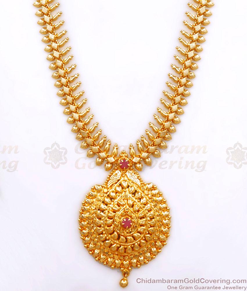 High Quality One Gram Gold Haram Ruby Stone Designs Shop Online HR2662