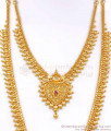 Long Bridal Set 1 Gram Gold Haram Necklace Combo Heart Design HR2666