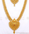 Long Bridal Set 1 Gram Gold Haram Necklace Combo Heart Design HR2666 Long Bridal Set 1 Gram Gold Haram Necklace Combo Heart Design HR2666