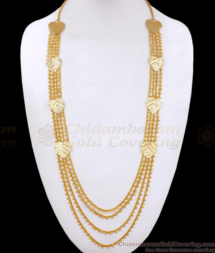 Traditional Gold Plated Haaram 4 Line Heart Designs Shop Online HR2676
