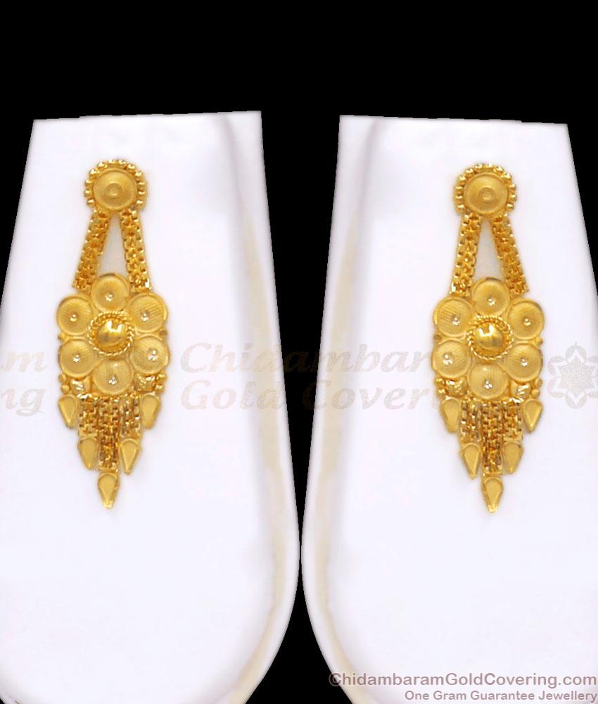 Long Bridal 3 Line Forming Haram Pin Type Earring Combo Floral Design HR2681
