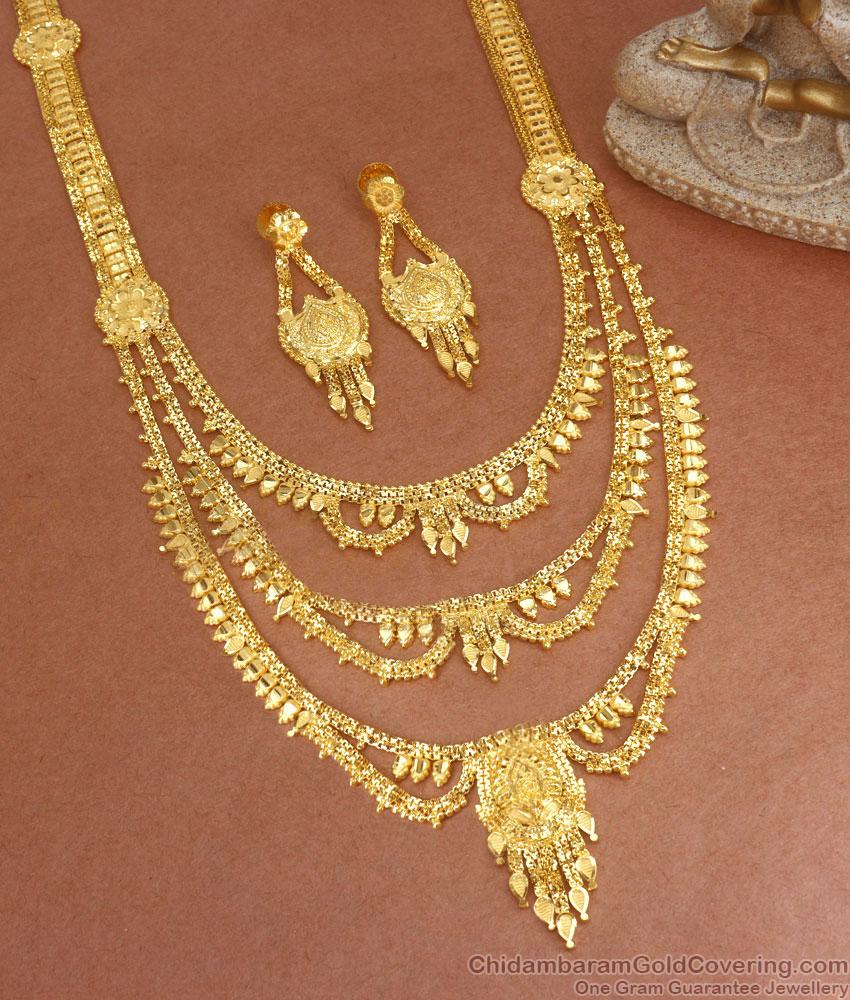 Grand 2 Gram Gold Haram Bridal Calcutta Collections With Earrings Shop Online HR2682