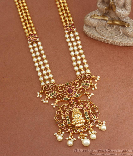 Gram Gold Pearl Necklace High Quality White Pearls Line Gold Grand