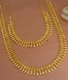 Traditional 1 Gram Gold Haram Necklace Combo Kerala Bridal Designs HR2696