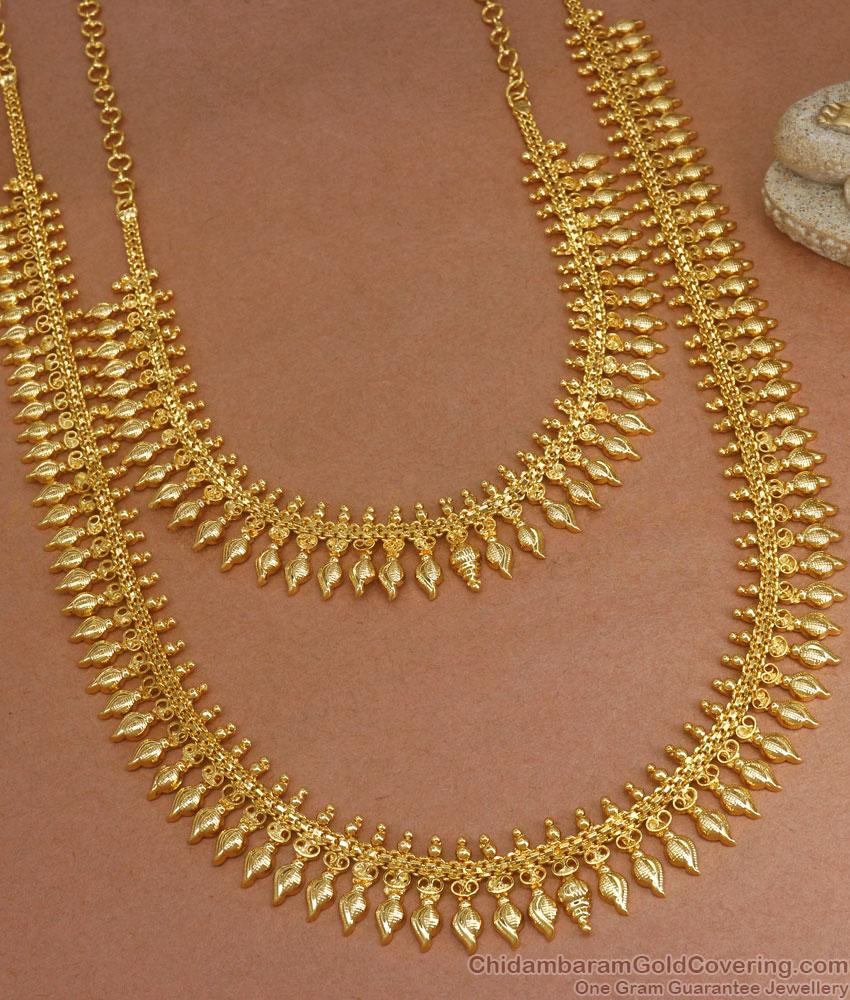 Traditional 1 Gram Gold Haram Necklace Combo Kerala Bridal Designs HR2696