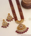 Full Ruby Stone Multi Line Gold Imitation Haram Combo Shop Online HR2704